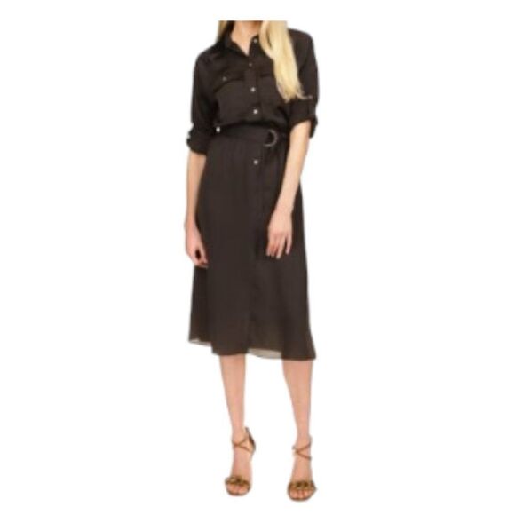 Michael Kors Women's Roll-Sleeve Utility Dress Black Medium NWT - Picture 1 of 2